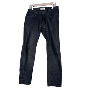 Naked & Famous Womens Black Power Stretch Fade Distressed Jeans Pants Sz 32